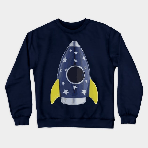 Space Rocket, Retro Crewneck Sweatshirt by Applecrunch